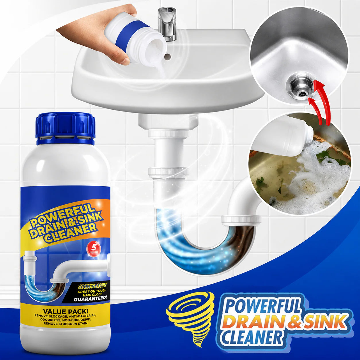 POWERFUL DRAIN & SINK CLEANER POWDER (PACK OF 4)